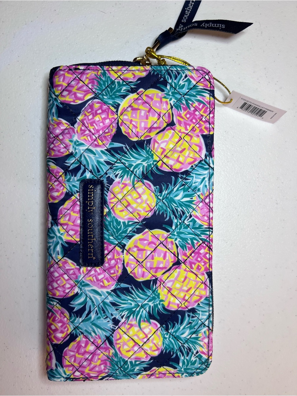 Simply Southern Navy Wristlet Pink & Teal Pineapple Envy - Picture 3 of 6
